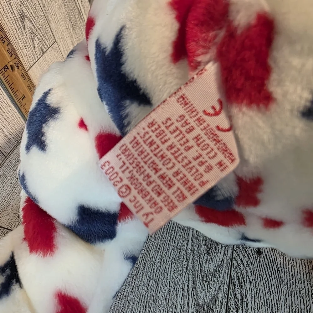 Ty Red  Plush Bear with Red, Blue, and White Stars